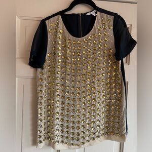 DVF Gold Embellished Women's Top